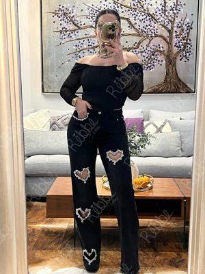 Pantalón de Corazones Negro