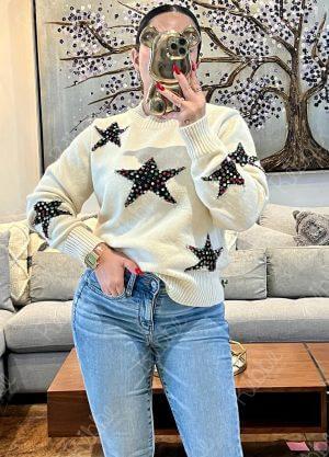 Suéter de Estrellas Beige