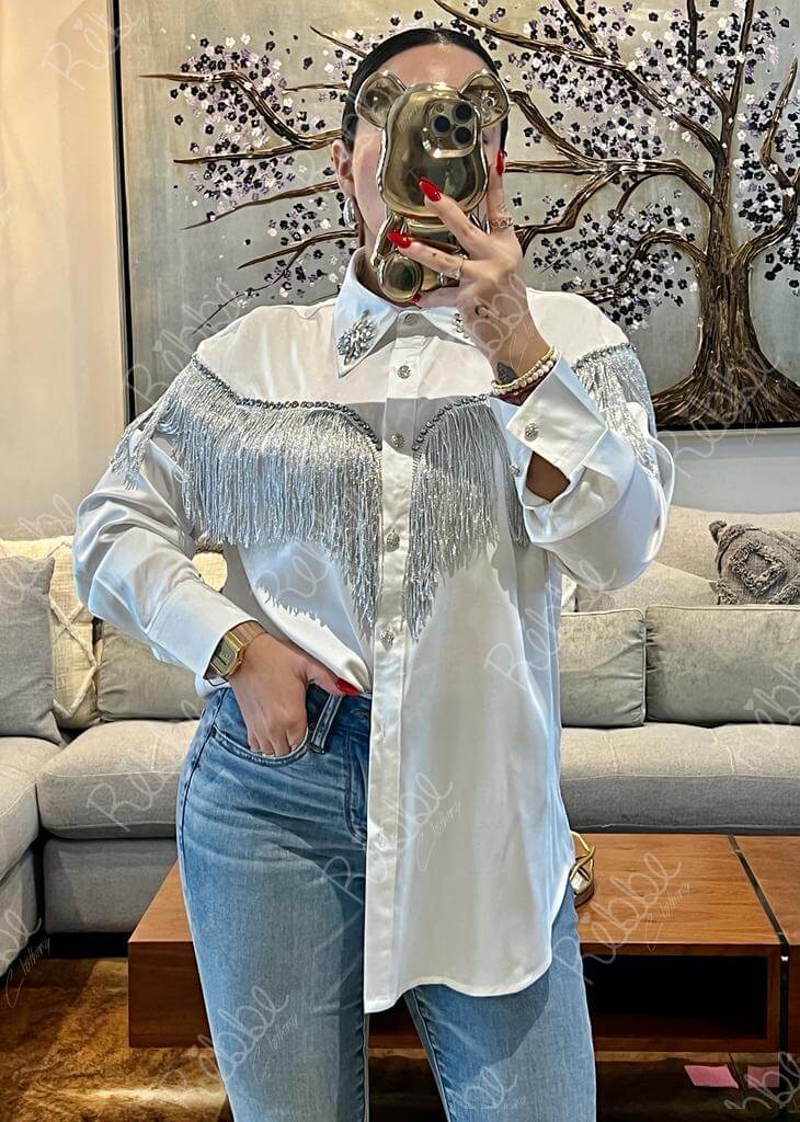 Blusa Flecos Blanca