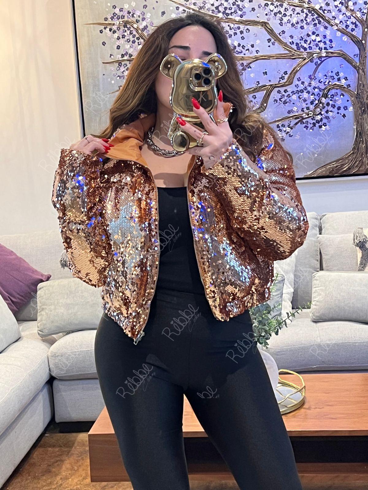 Chamarra Lentejuelas Cobre