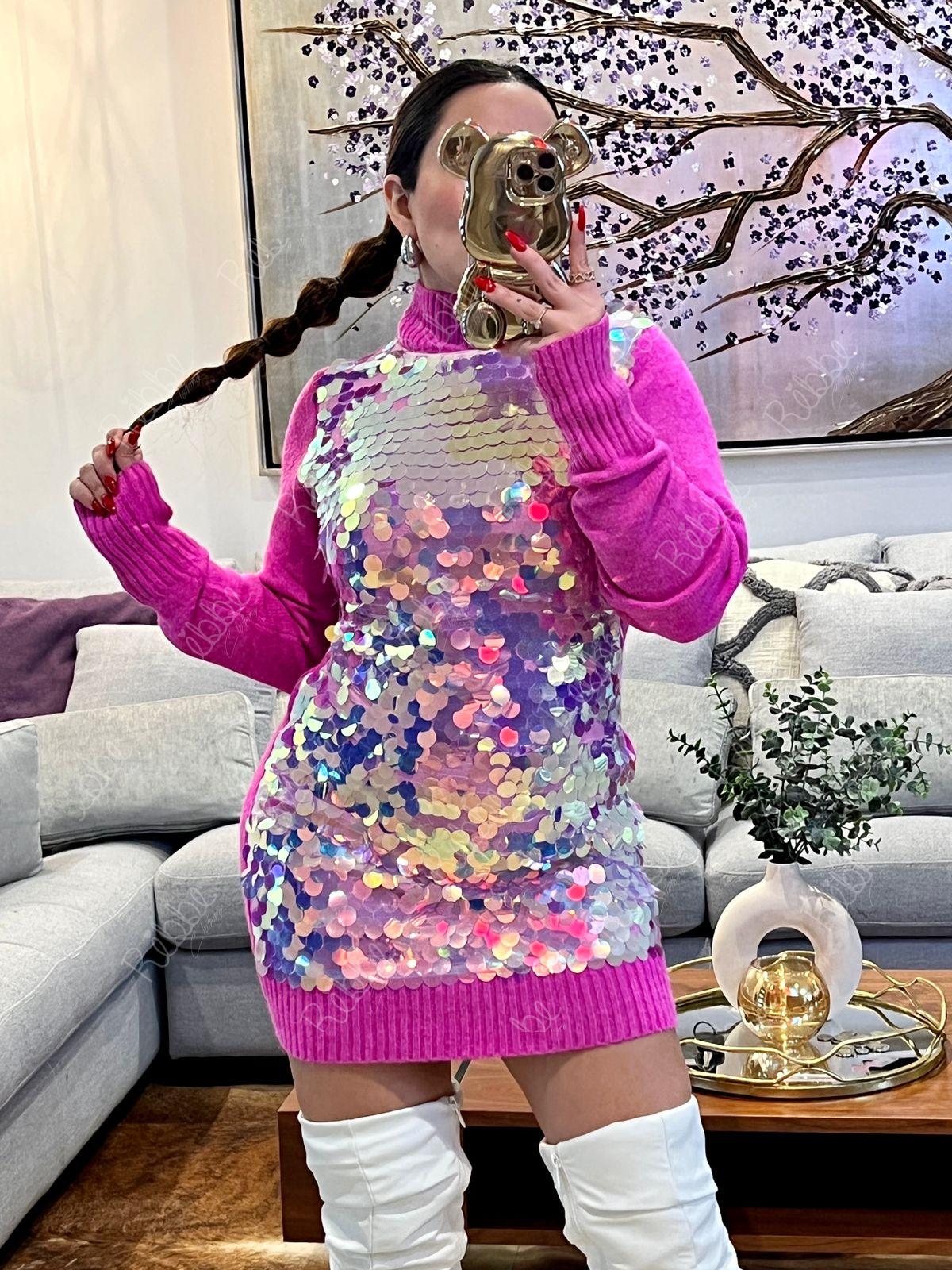 Vestido Lentejuelas Rosa