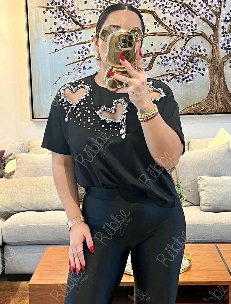 Blusa Negra Corazones