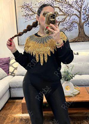 Suéter Aplicaciones Dorada