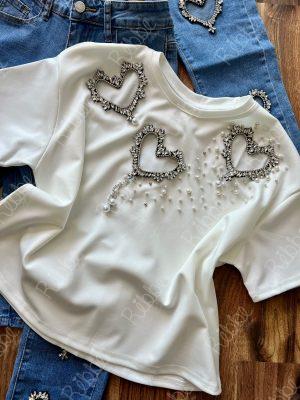 Blusa Blanca 3 Corazones