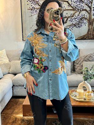 Blusa Denim Lentejuelas
