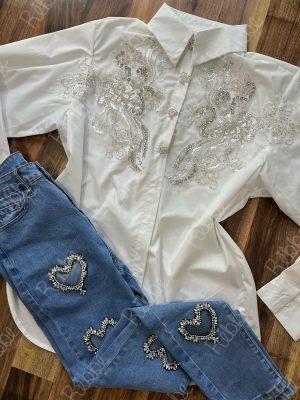 Blusa Bca Botón Corazón