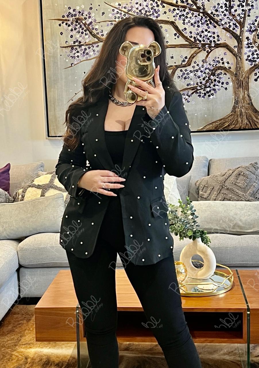 Blazer Negro Perlas