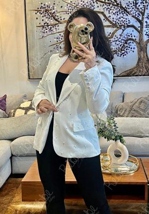 Blazer Blanco de Perlas