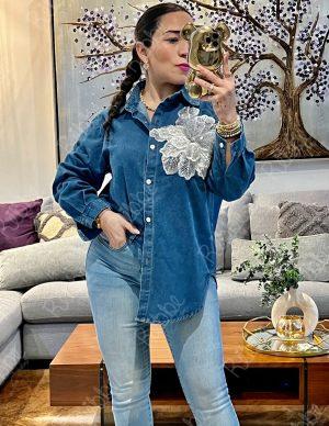 Blusa Denim Flor3D
