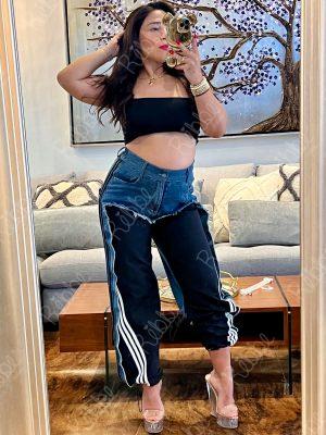 Pantalón Denim con Franjas