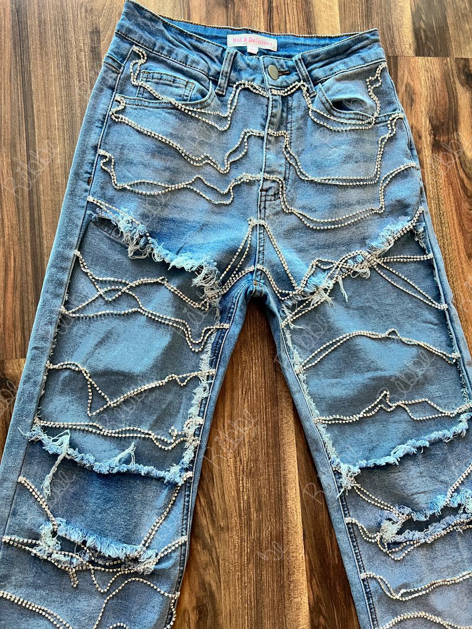 Jeans Flecos Cristales - Imagen 2