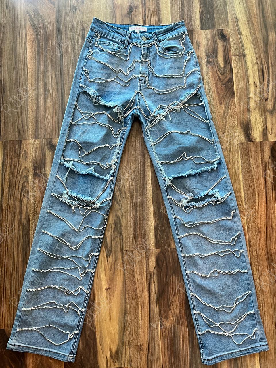 Jeans Flecos Cristales