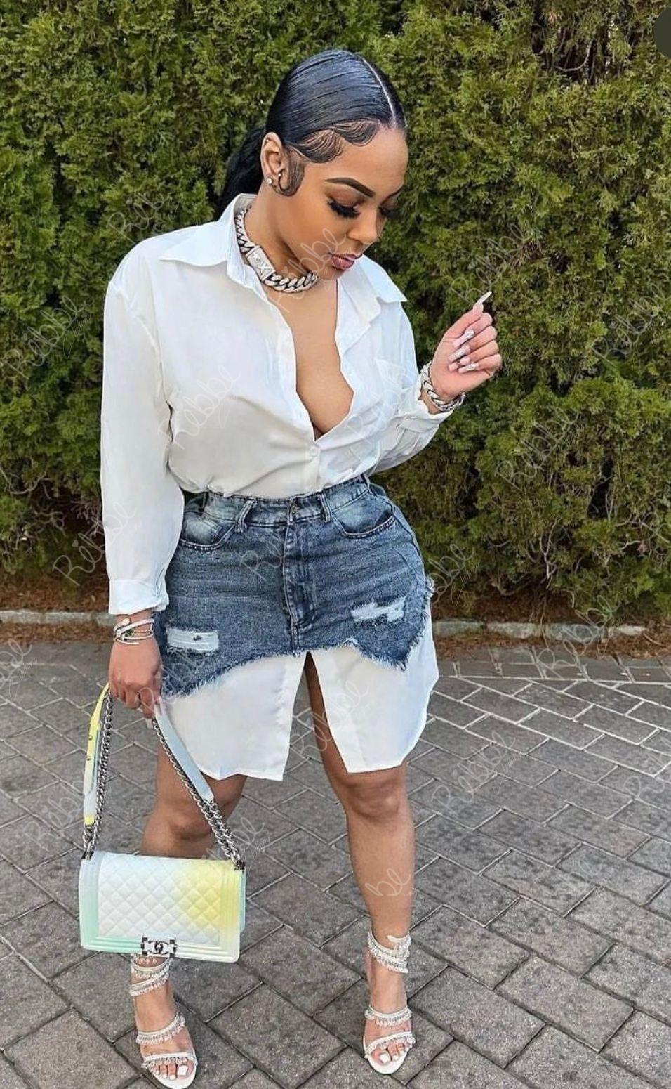 Vestido Camisa Con Falda