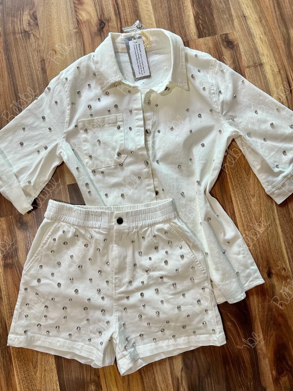 Set Con Cristales Blanco