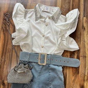 Blusa Blanca Manga Olan