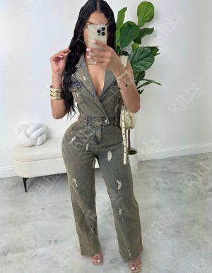 Enterizo Mezclilla Roto