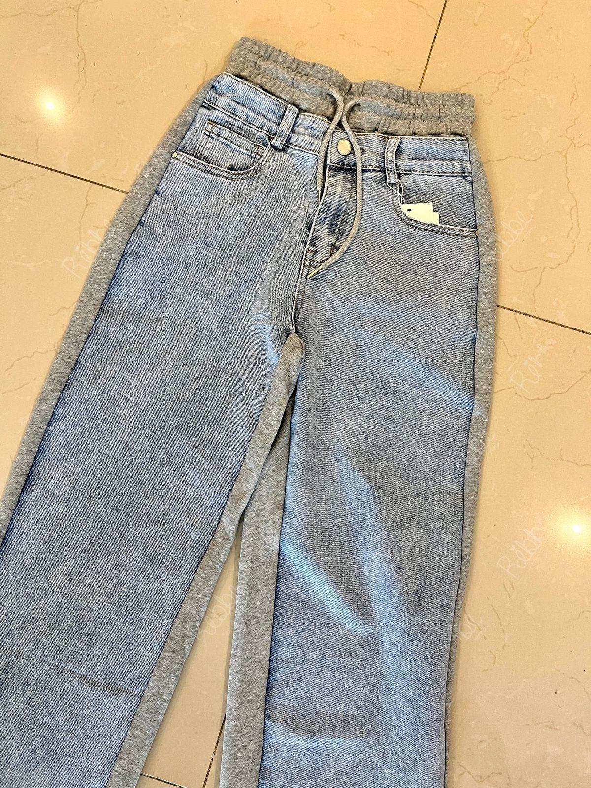 Pantalón Con Denim Gris
