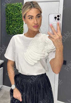 Blusa Blanca Con Flor 3D