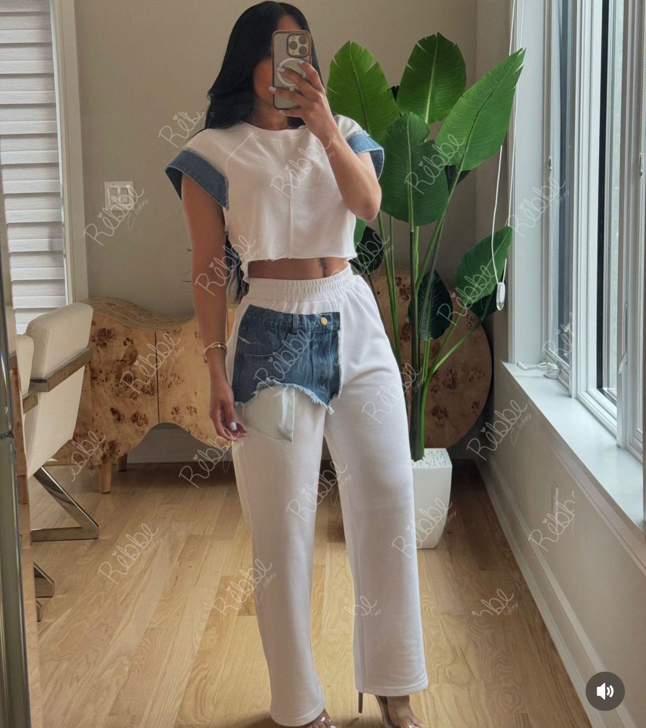 Set Blanco Con Denim