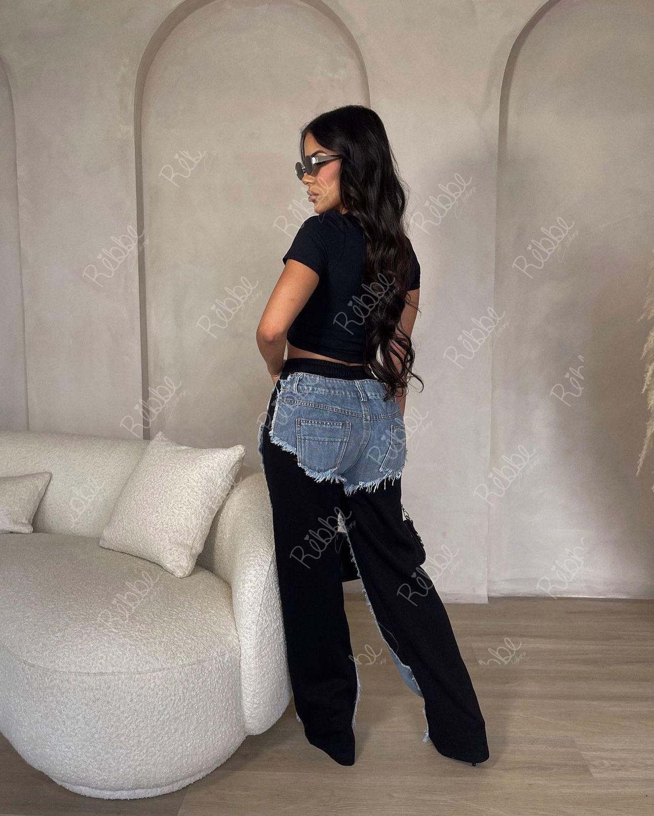 Pantalón Gris Con Denim - Imagen 3