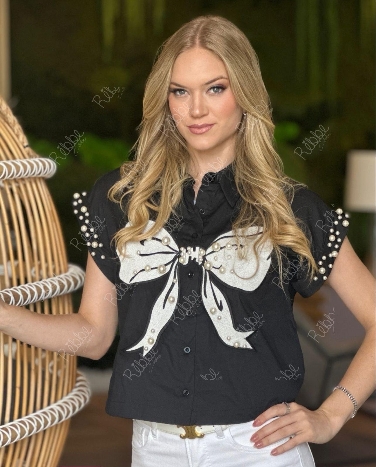 Blusa Moño Negra