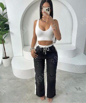 Pantalon Denim Negro con Pants