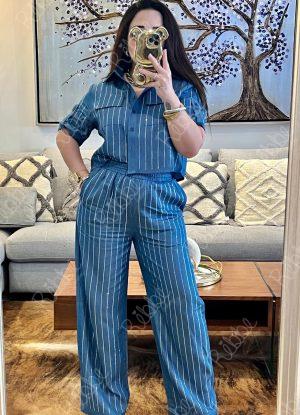 Set Denim Con Cristales azul