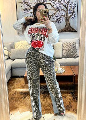 Pantalón Print Con Mezclilla