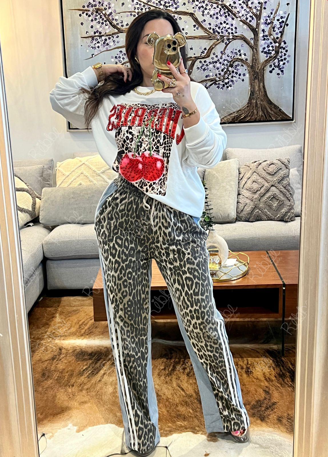 Pantalón Print Con Mezclilla