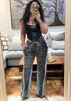 Pantalón Print con mezclilla Negro