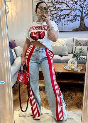 Pantalon Lineas Rojas Botones