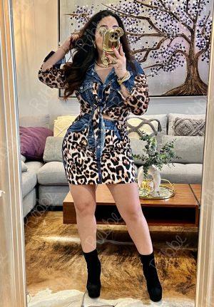 Set Denim Print Falda