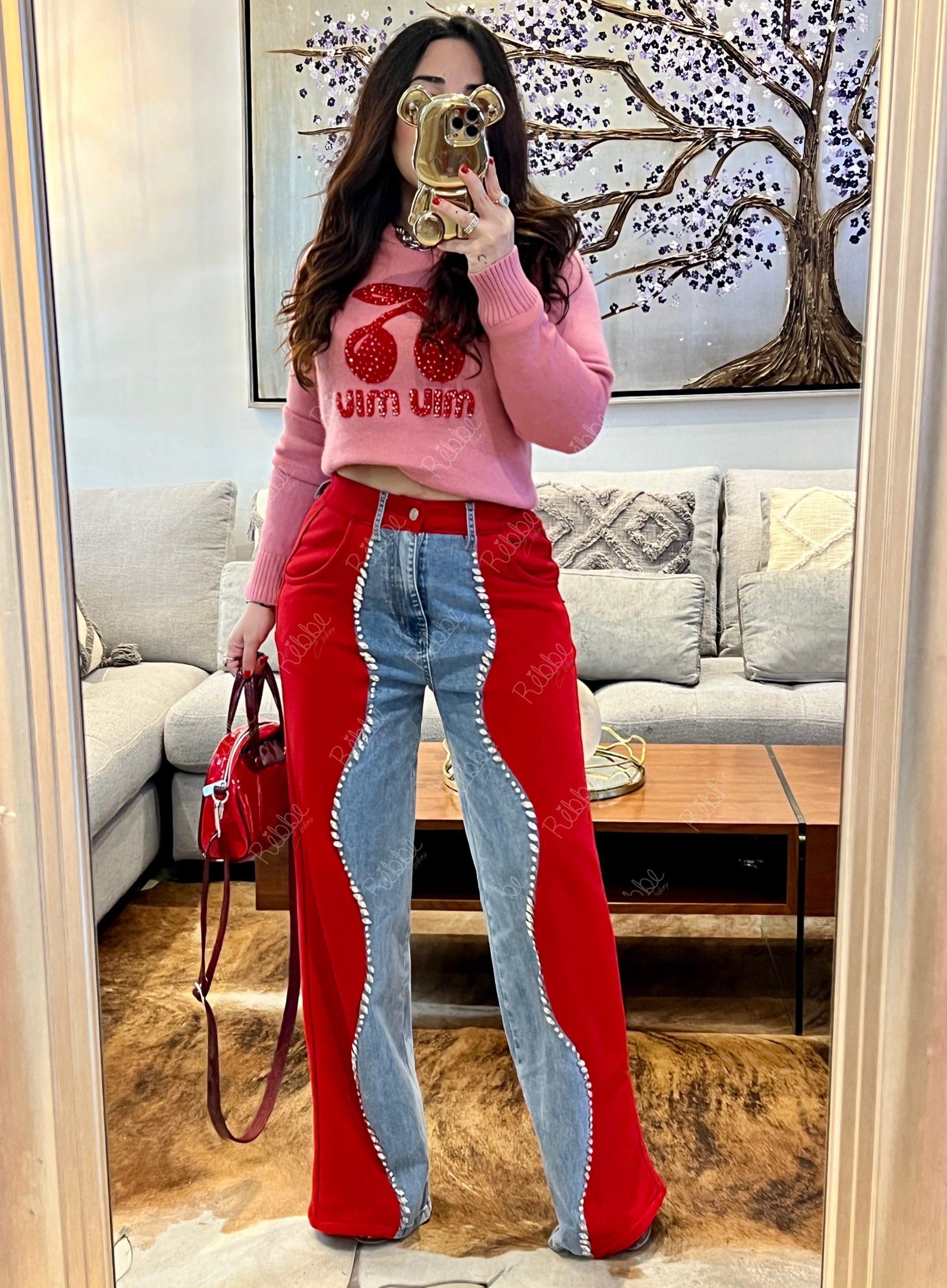 Pantalón rojo cristales