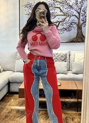 Suéter cerezas rosa