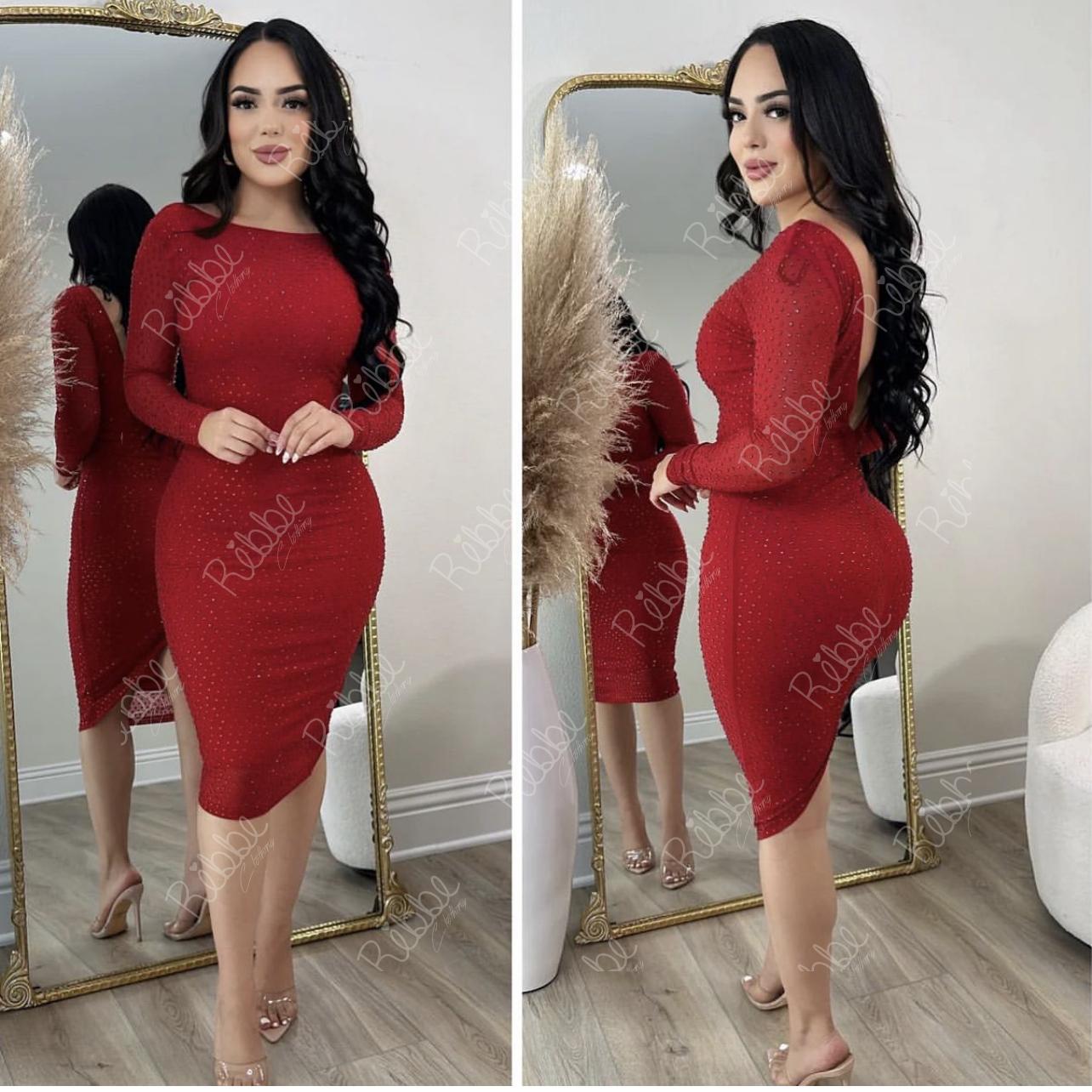 Vestido rojo cristales