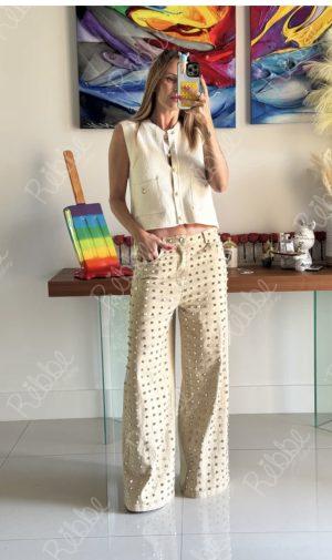Jeans estoperoles beige