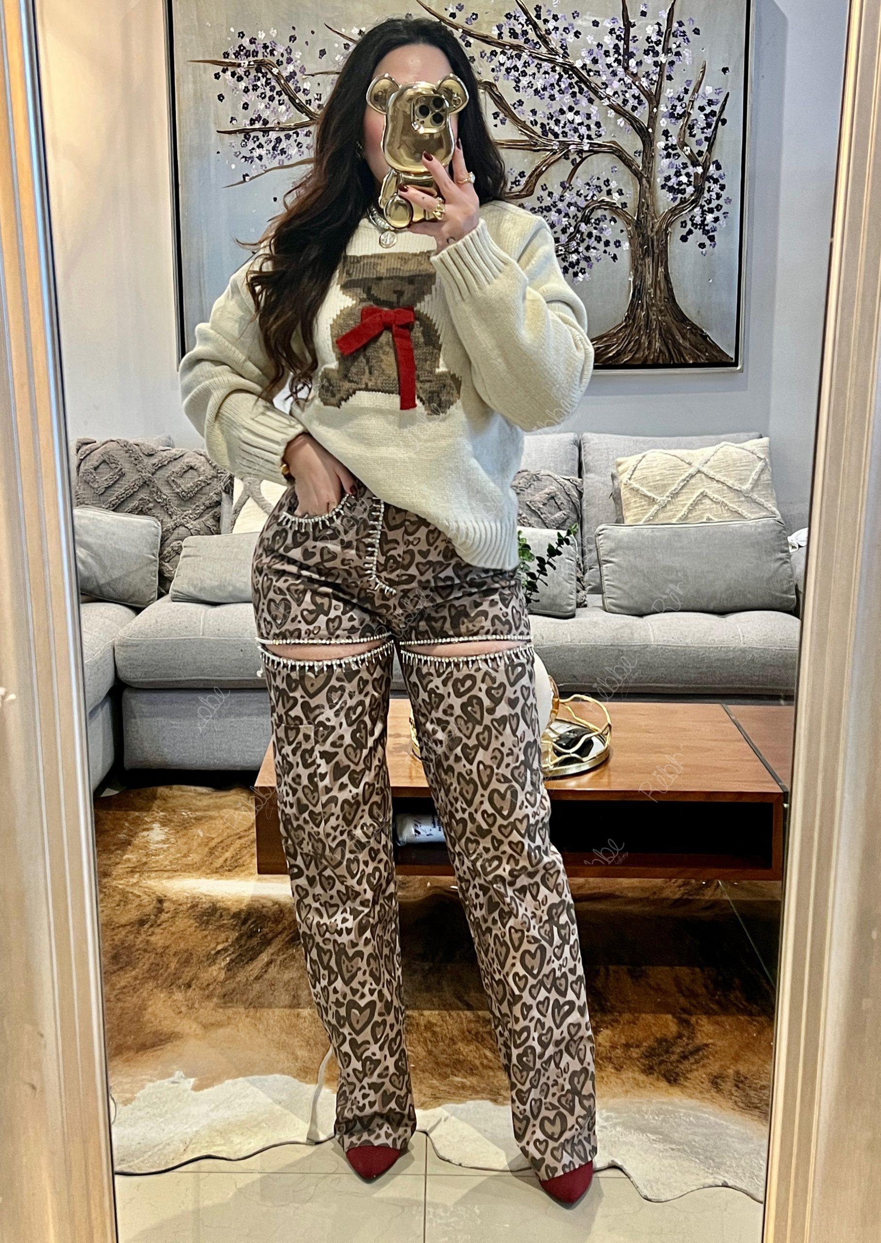 Pantalón print con cristales