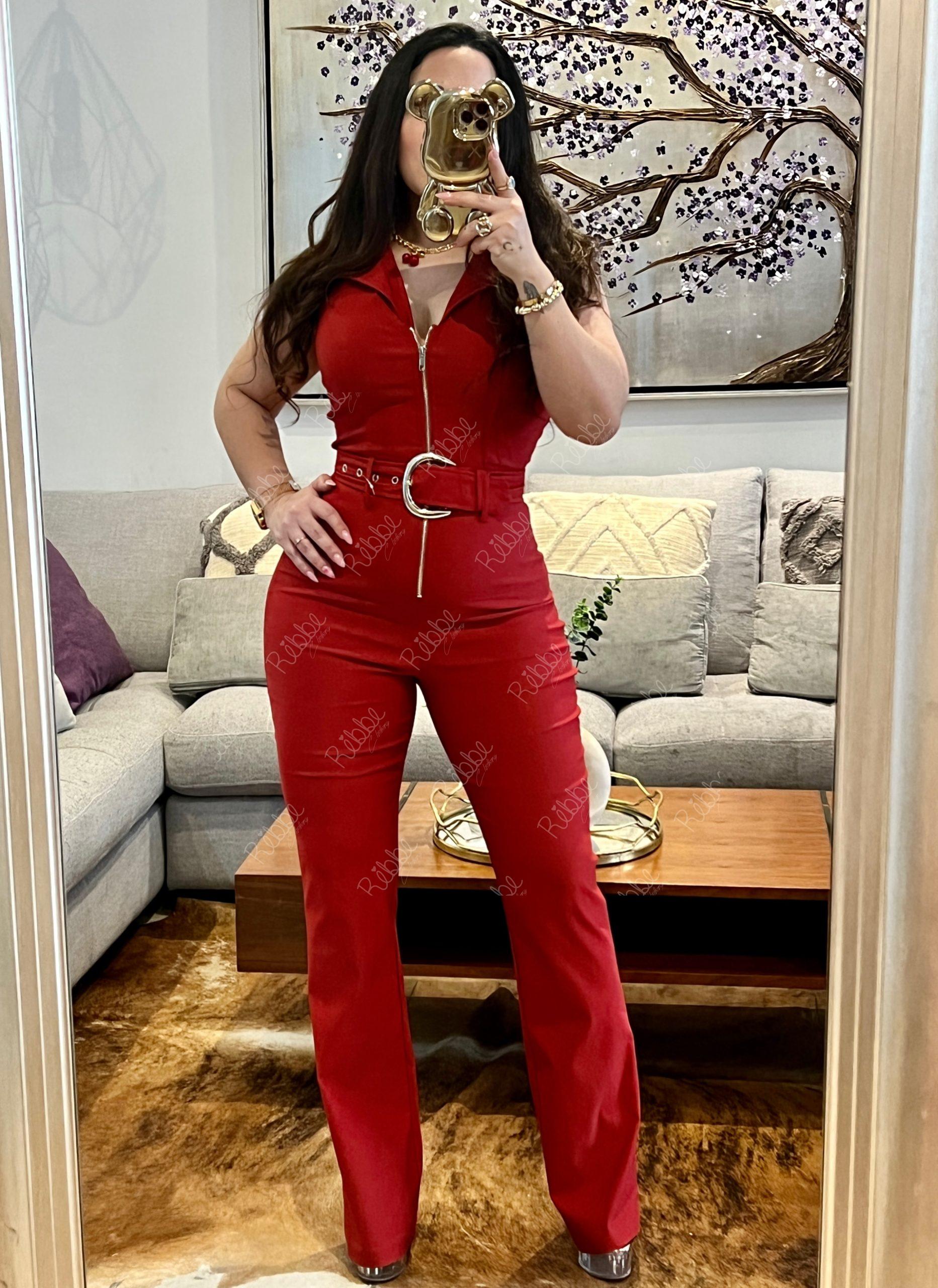 Enterizo hebilla rojo