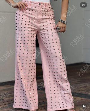 Jeans estoperoles rosa