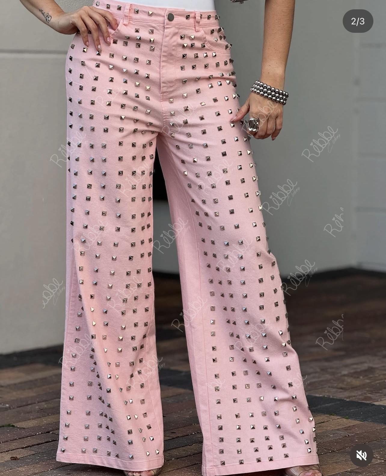 Jeans estoperoles rosa