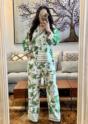 Set verde estampado