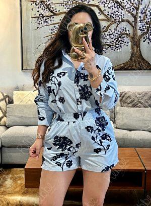 Set flores bordadas Azul