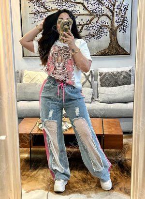 Jeans Líneas Rosas