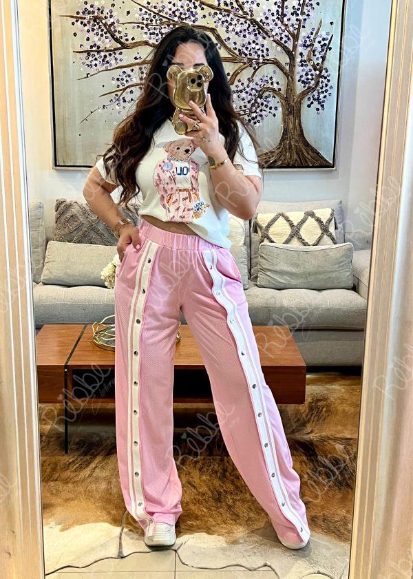 Pants rosa botones