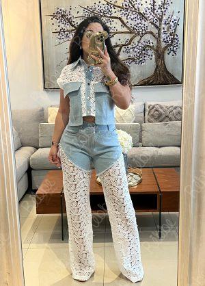 Set mezclilla con encaje