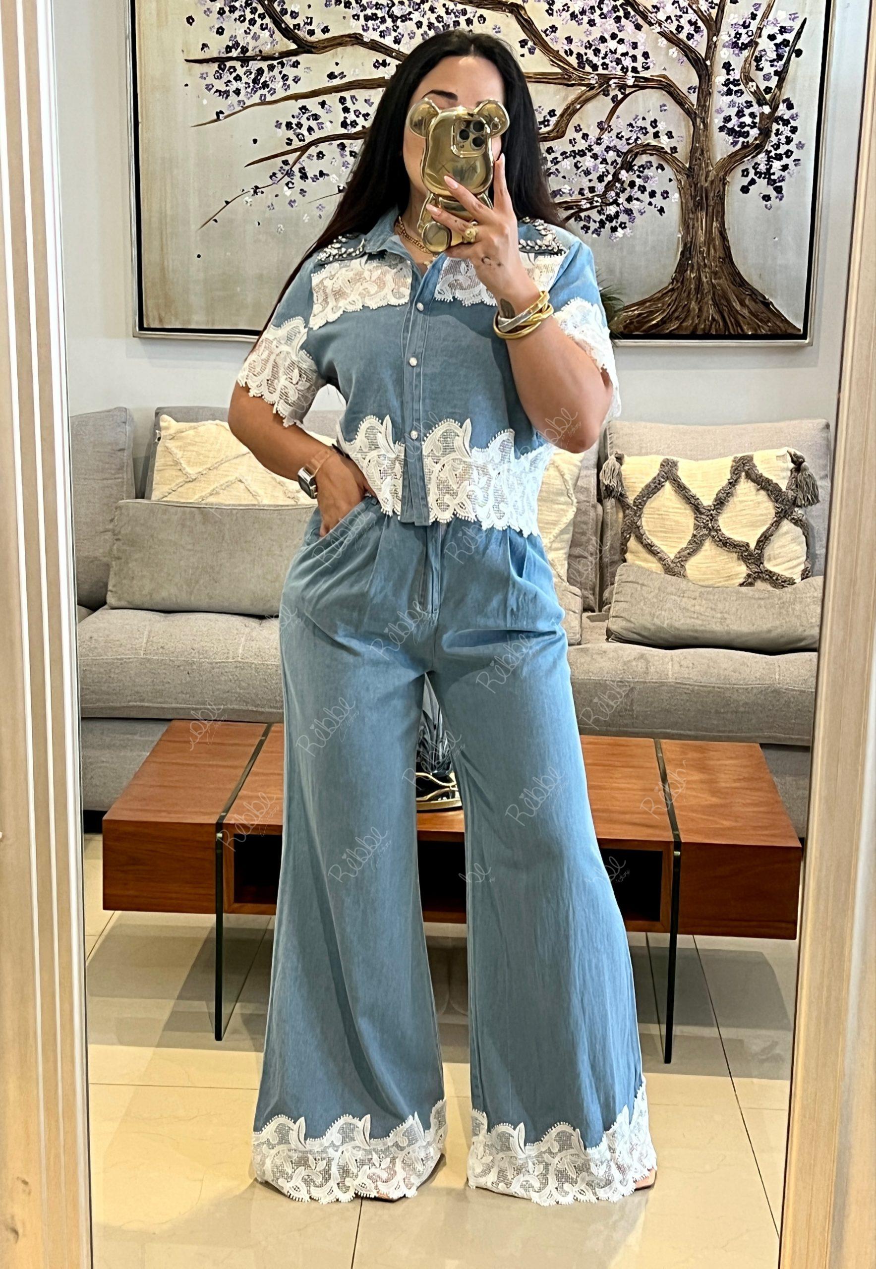 Set mezclilla encaje