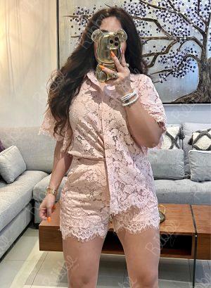 Set encaje rosa