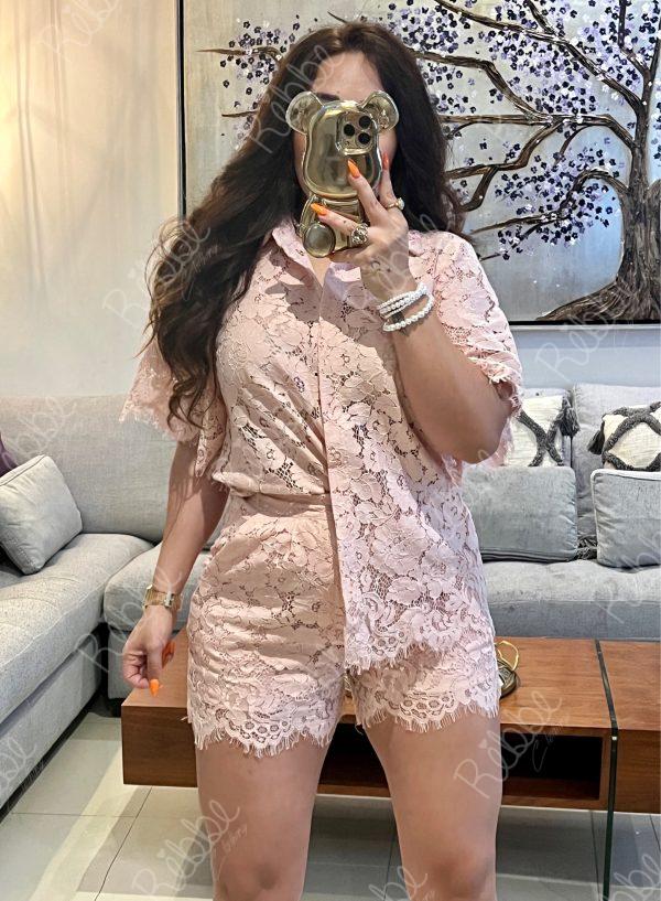 Set encaje rosa