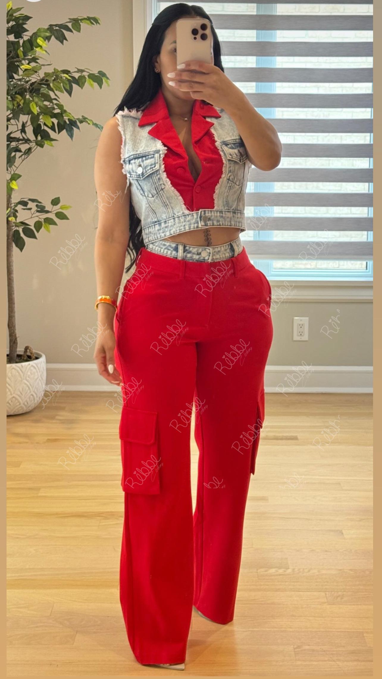 Set rojo con denim