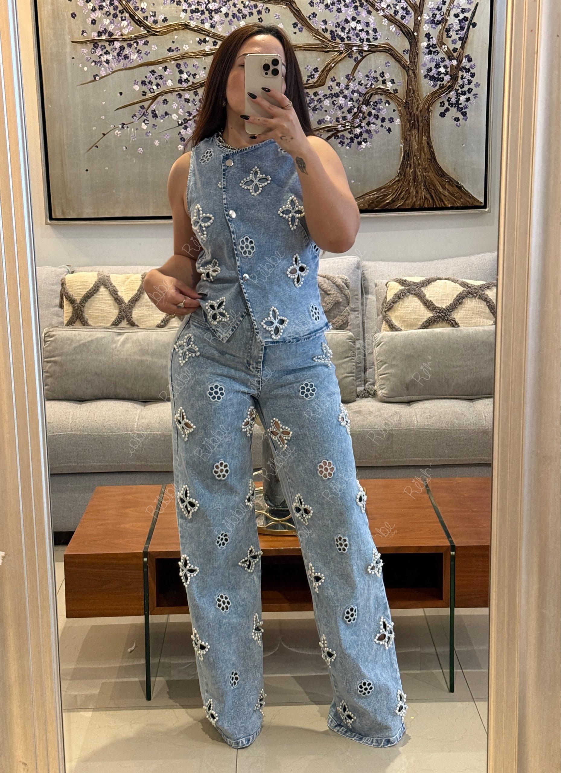 Set Mezclilla Flores